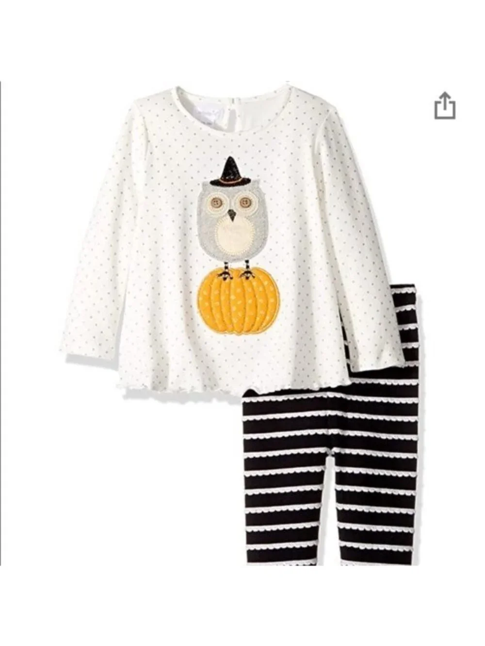 Mud Pie 0-6m NWT Owl Halloween pumpkin Fall SET gold glitter tunic leggings